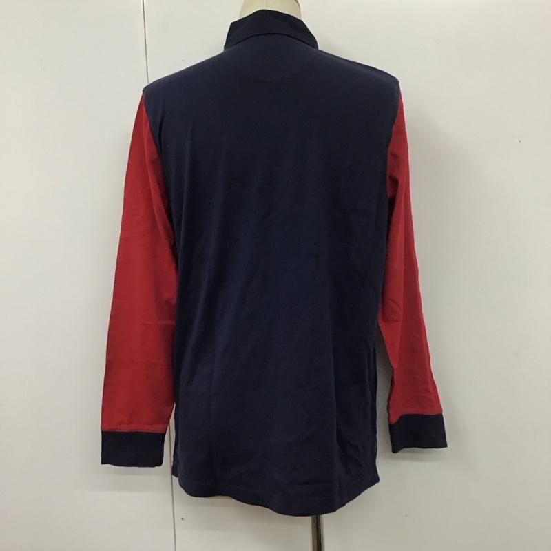 ブルックスブラザーズ BROOKS BROTHERS ポロシャツ 長袖 長袖ポロシャツ カラーシャツ 長袖カットソー M ロゴ、文字 赤 / レッド / X 紺 / ネイビー /  メンズ USED 古着 中古 10111110