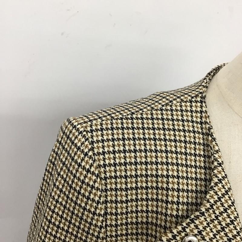 ザラ ZARA ジャケット、上着 ジャケット、ブレザー 2753 225 086 ノーカラー XS 千鳥格子 ベージュ / ベージュ / X 黒 / ブラック / レディース USED 古着 中古 10122107