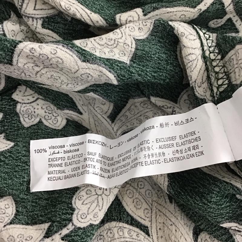 ザラ ZARA ワンピース ロングスカート ロングワンピース 半袖ワンピース フレアスカート ウエスト切り替えワンピース S プリント 白 / ホワイト / X 緑 / グリーン / レディース USED 古着 中古 10109215