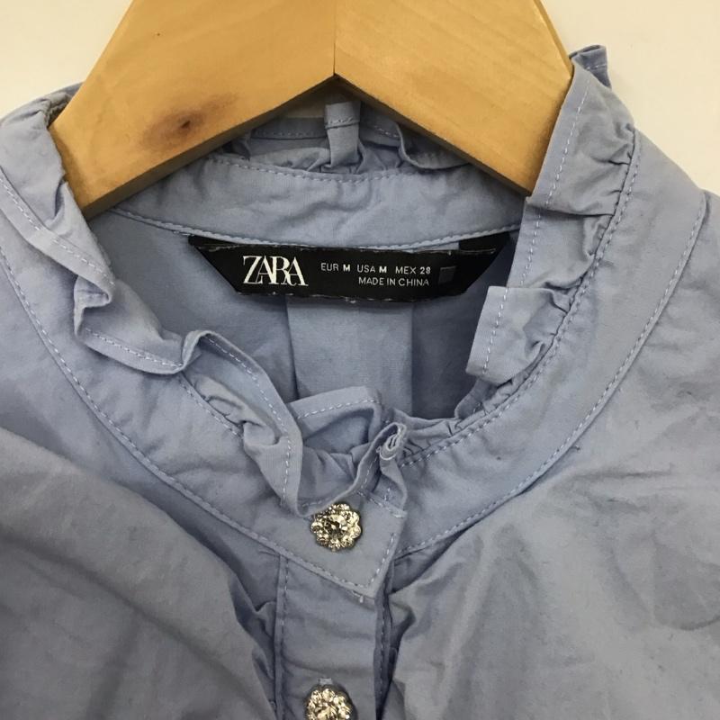 ザラ ZARA シャツ、ブラウス 半袖 M 無地 水色 / ライトブルー / レディース USED 古着 中古 10130242