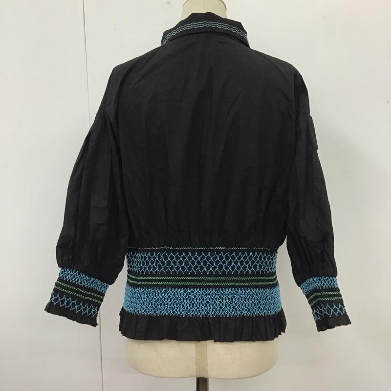 ジーナシス JEANASIS カットソー 半袖 JS063729MC シャーリングシャツ FREE 刺繍 黒 / ブラック /  レディース USED 古着 中古 10109526