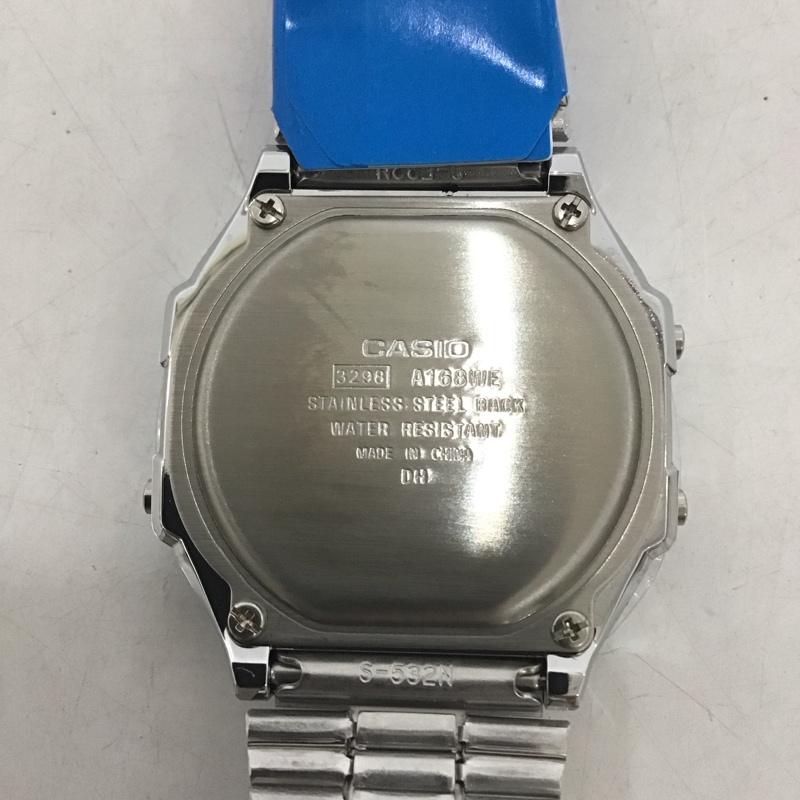 カシオ CASIO 腕時計 デジタル A168WE 迷彩 箱有 ロゴ、文字 銀 / シルバー / メンズ USED 古着 中古 10134450
