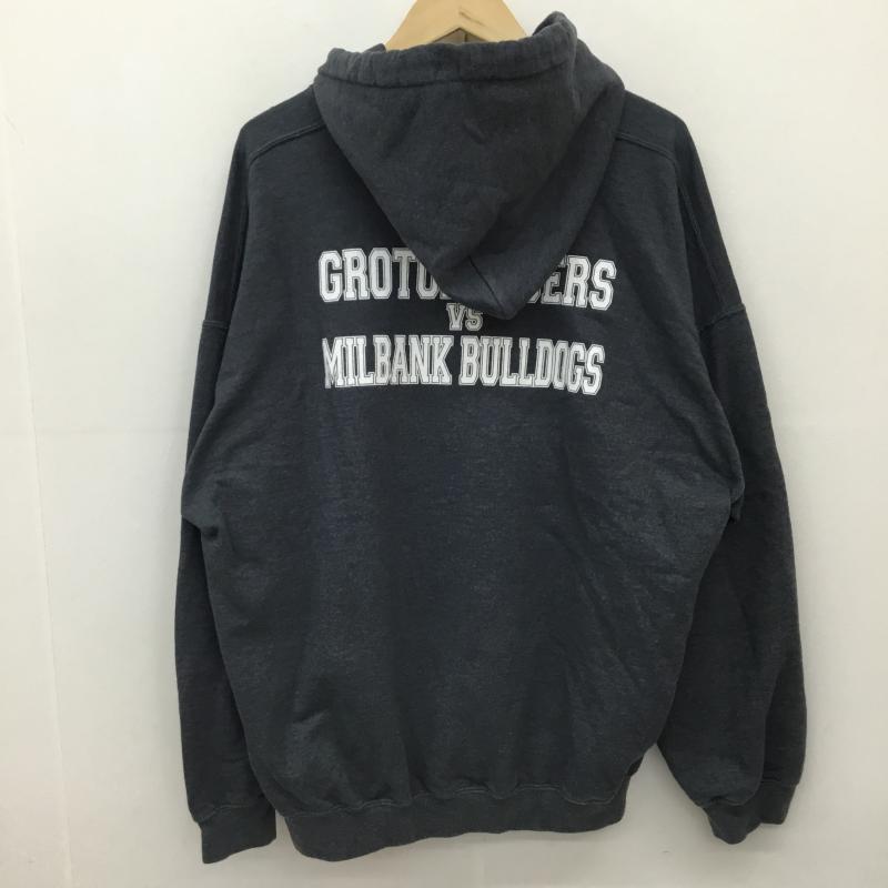 ギルダン GILDAN パーカー 長袖 FOOT BALL XL プリント 灰 / グレー / メンズ USED 古着 中古 10136077