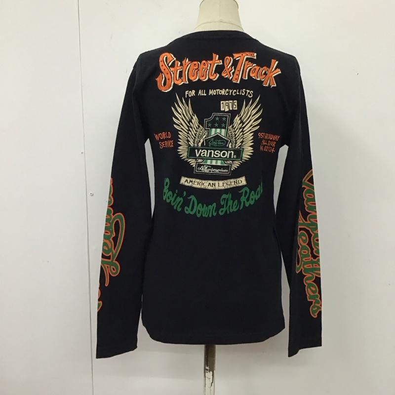 ヴァンソン VANSON Tシャツ 長袖 street track バックプリント ロンT 2 ロゴ、文字 黒 / ブラック / レディース USED 古着 中古 10118236