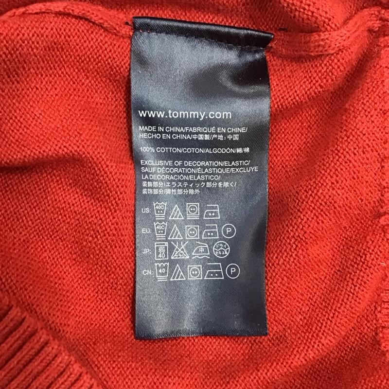 トミーヒルフィガー TOMMY HILFIGER ニット、セーター 長袖 長袖ニットカットソー ニット セーター Vネックニット S 総柄 青 / ブルー / X 赤 / レッド / メンズ USED 古着 中古 10110760