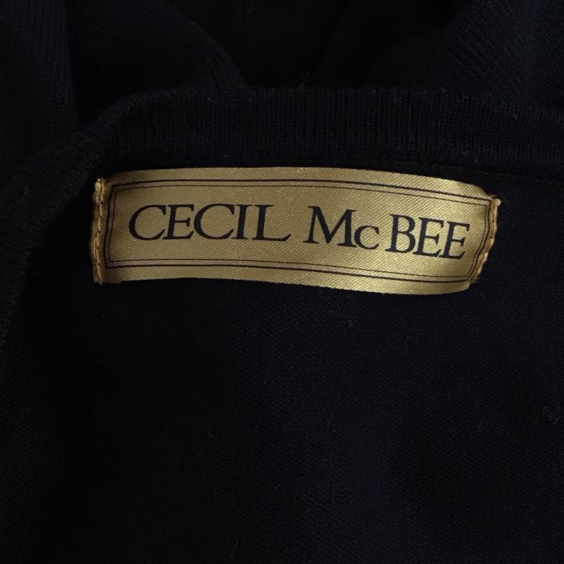 セシルマクビー CECIL McBEE カーディガン 長袖 長袖カーディガン 長袖カットソー ノーカラージャケット 前開カーディガン M 無地 黒 / ブラック / レディース USED 古着 中古 10117875