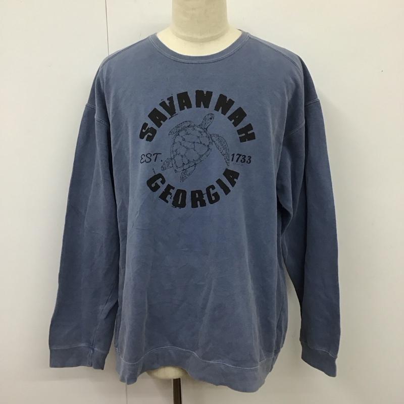 古着 USED トレーナー 長袖 COMFORT COLORS 裏起毛 亀 XL プリント 青 / ブルー /  メンズ USED 古着 中古 10116814