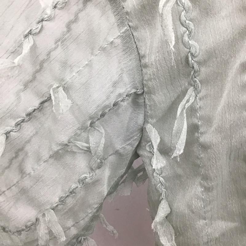 ザラ ZARA カットソー 長袖 2329 471 526 Vネック フリンジ シアー S 薄緑 / ライトグリーン / レディース USED 古着 中古 10123057