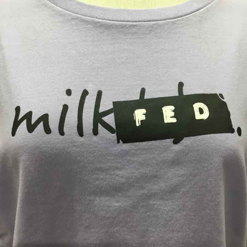ミルクフェド MILKFED. Tシャツ 半袖 半袖カットソー プリントTシャツ クルーネックカットソー S ロゴ、文字 紫 / パープル / レディース USED 古着 中古 10112251