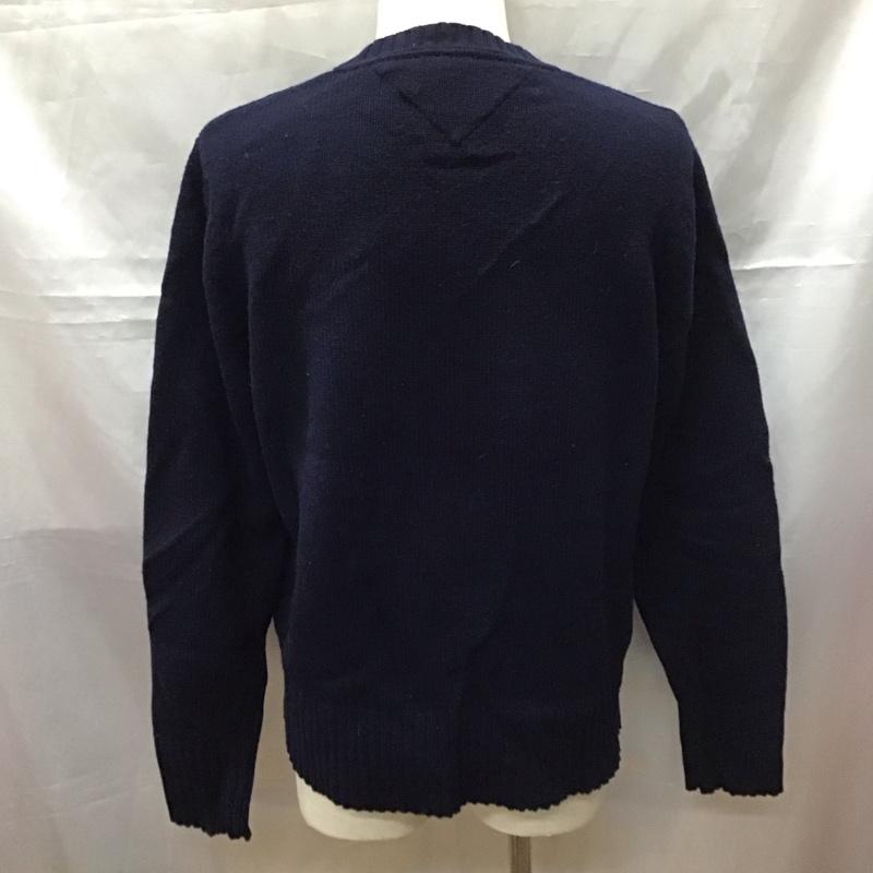 トミーヒルフィガー TOMMY HILFIGER ニット、セーター 長袖 長袖ニットカットソー ニット セーター クルーネックニット M ロゴ、文字 紺 / ネイビー / メンズ USED 古着 中古 10111727