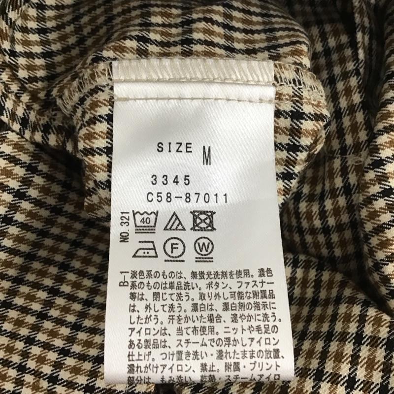 インデックス index シャツ、ブラウス 長袖 C58-87011 Vネック ノーカラー ウエストタック M チェック 黒 / ブラック / X 茶 / ブラウン / X アイボリー / アイボリー / レディース USED 古着 中古 10131328