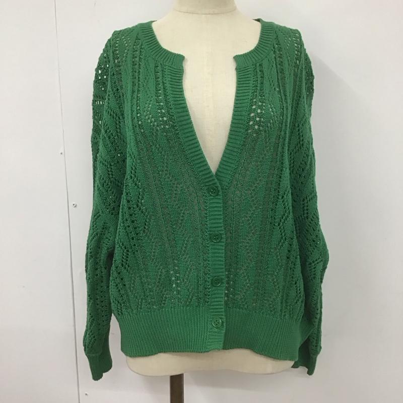 ローリーズファーム LOWRYS FARM カーディガン 長袖 LF622076AD 透かし編み FREE 無地 緑 / グリーン / レディース USED 古着 中古 10108155