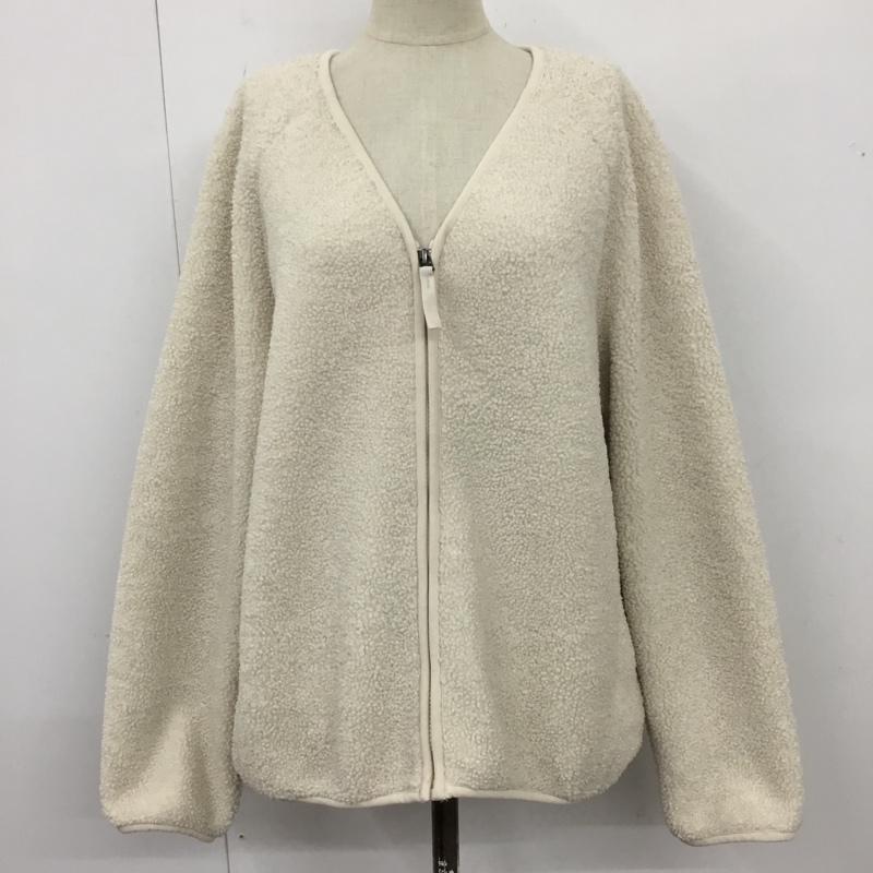 ユニクロ UNIQLO カーディガン 長袖 241-418245 ボアフリースVネックフルジップカーディガン ジップアップジャケット L 無地 白 / ホワイト / レディース USED 古着 中古 10110302