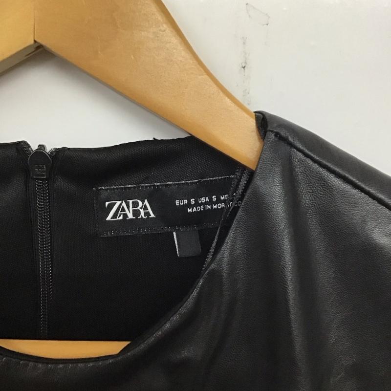 ザラ ZARA ワンピース ロングスカート ノースリーブタイトワンピース フェイクレザーワンピース S 無地 黒 / ブラック / レディース USED 古着 中古 10137573