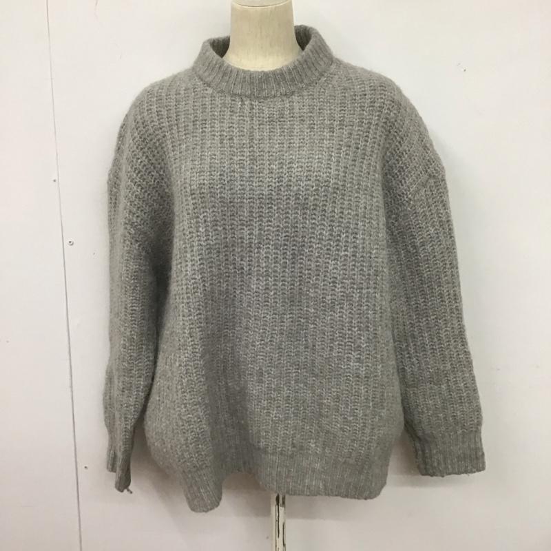 ザラ ZARA ニット、セーター 長袖 長袖ニットカットソー クルーネック セーター L 無地 灰 / グレー / レディース USED 古着 中古 10125988