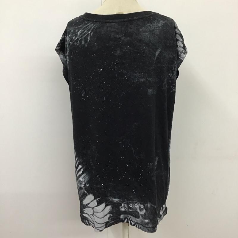 ディーゼル DIESEL Tシャツ 半袖 フレンチスリーブ S 総柄 黒 / ブラック / レディース USED 古着 中古 10114459