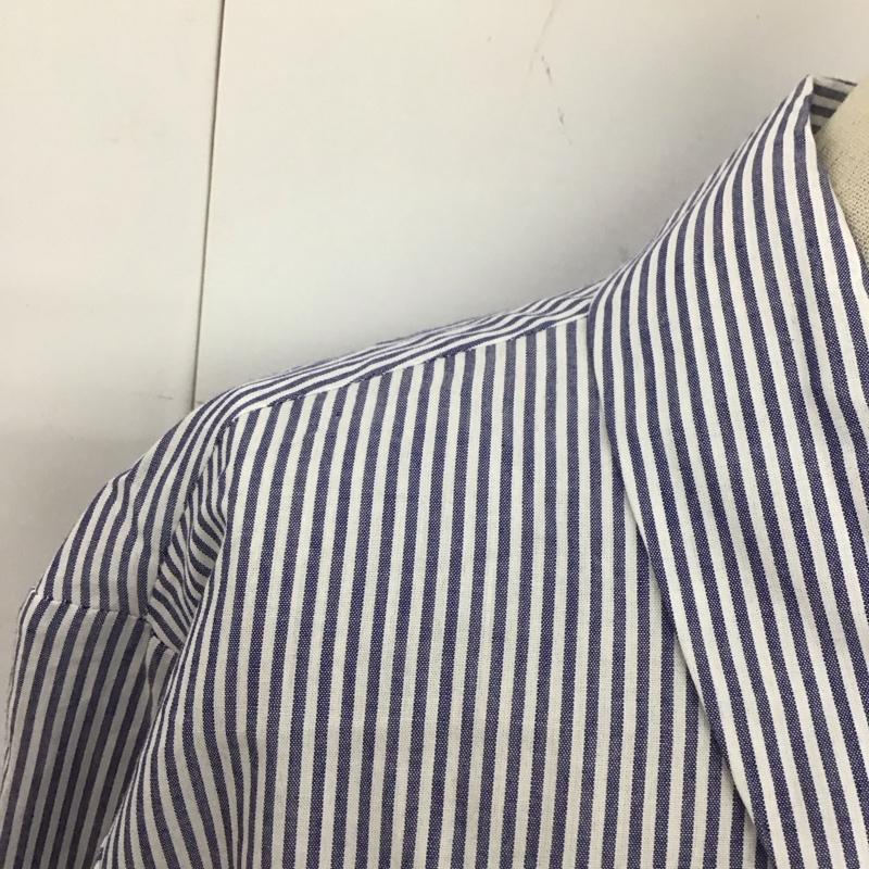 ザラ ZARA シャツ、ブラウス 長袖 8076 807 044 クロップド丈 XS ストライプ 白 / ホワイト / X 紺 / ネイビー / レディース USED 古着 中古 10118830