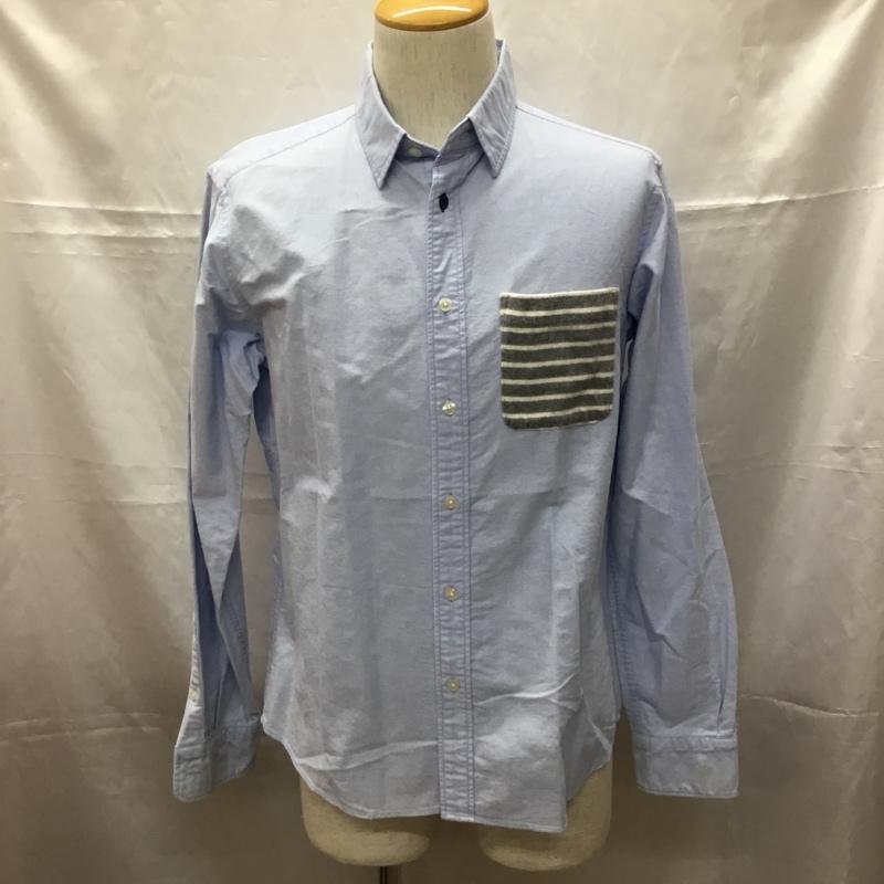 グローバルワーク GLOBAL WORK シャツ、ブラウス 長袖 長袖シャツ カラーシャツ ポケットシャツ 長袖カットソー M ボーダー柄 水色 / ライトブルー /  メンズ USED 古着 中古 10108818