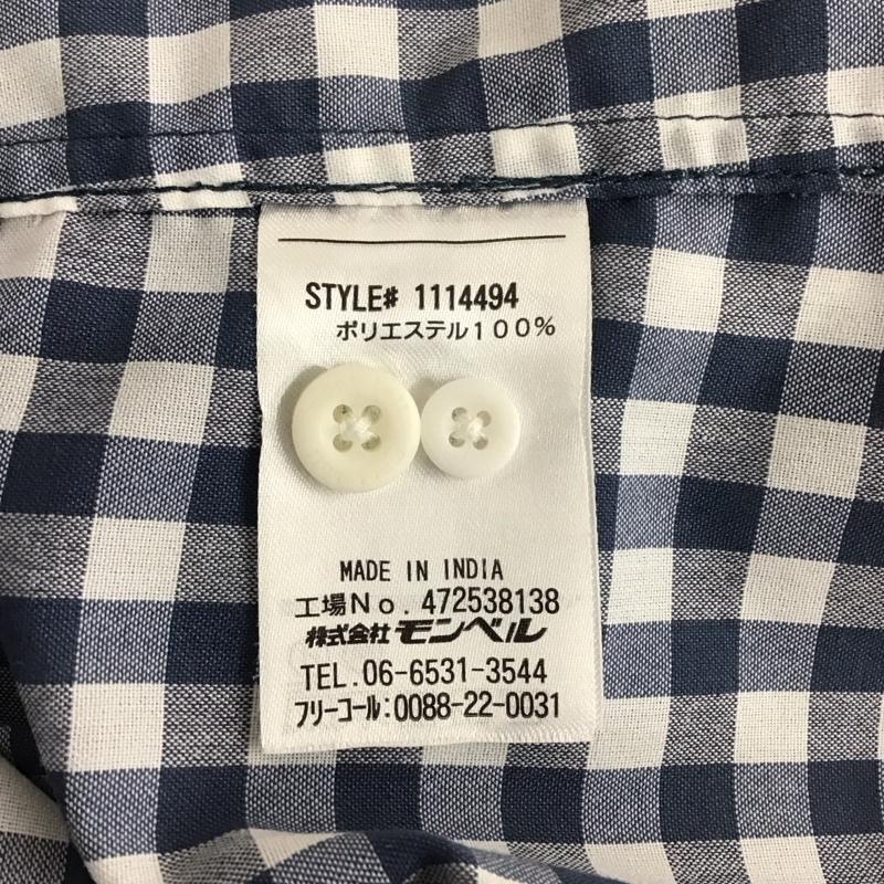 モンベル mont-bell シャツ、ブラウス 長袖 長袖シャツ カラーシャツ ポケットシャツ 長袖カットソー チェックシャツ L チェック 白 / ホワイト / X 青 / ブルー / レディース USED 古着 中古 10110257