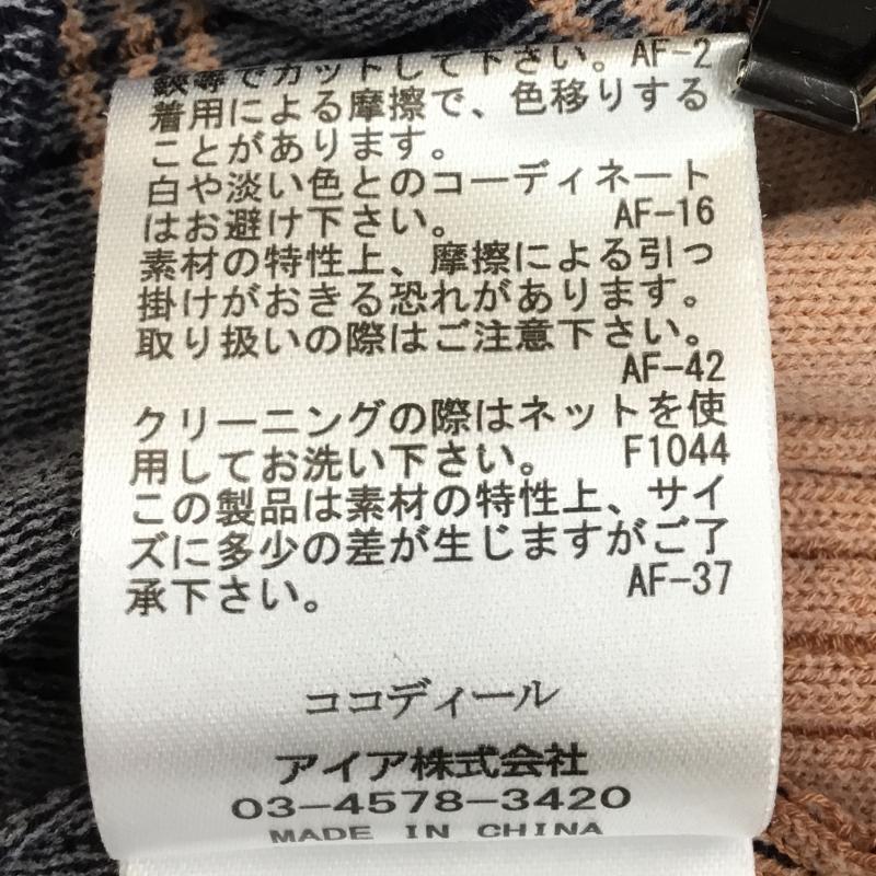 ココ ディール COCO DEAL カットソー 半袖 2 チェック 紺 / ネイビー / X 橙 / オレンジ / レディース USED 古着 中古 10134738