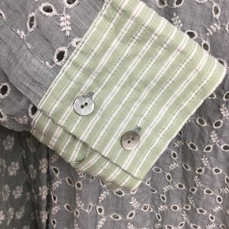 ザラ ZARA ワンピース ロングスカート 長袖シャツワンピース 前空きロングワンピース M 刺繍 X 総柄 白 / ホワイト / X 灰 / グレー / レディース USED 古着 中古 10136025