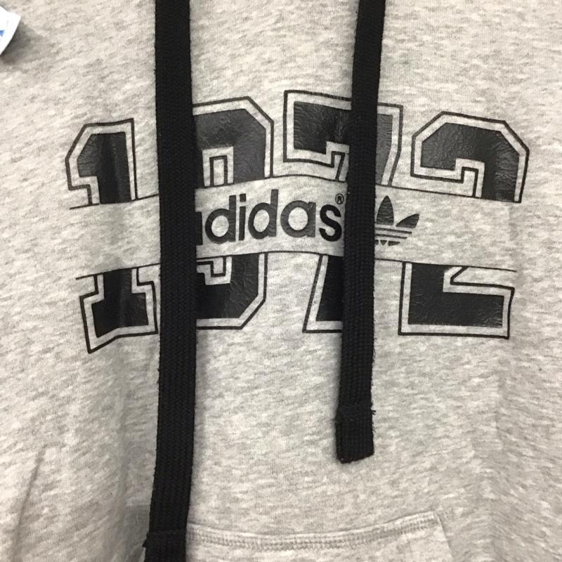 アディダス adidas パーカー 長袖 S19614 L プリント X ロゴ、文字 灰 / グレー / レディース USED 古着 中古 10139536