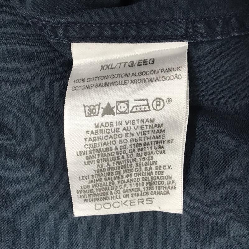 ミリタリー ミリタリー シャツ、ブラウス 長袖 ミリタリーシャツ カジュアルシャツ カーゴシャツ カラーシャツ XXL 無地 紺 / ネイビー / メンズ USED 古着 中古 10110984