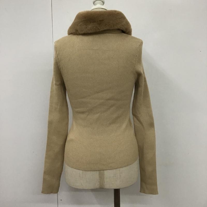 ザラ ZARA ニット、セーター 長袖 長袖ニットカットソー タイトニット セーター カラージップカットソー ファー M 無地 茶 / ブラウン /  レディース USED 古着 中古 10105645