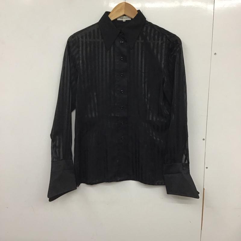 イヴサンローラン Yves Saint Laurent シャツ、ブラウス 長袖 長袖シャツ ストライプシャツ カラーシャツ シアーシャツ 36 ストライプ 黒 / ブラック / レディース USED 古着 中古 10135063