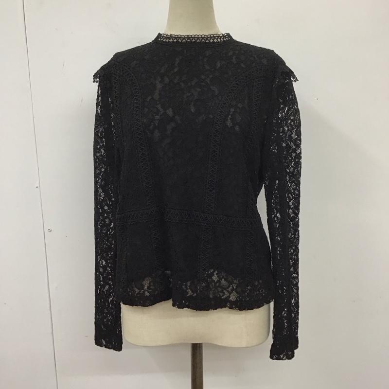 ザラ ZARA カットソー 長袖 M レース柄 黒 / ブラック /  レディース USED 古着 中古 10113481