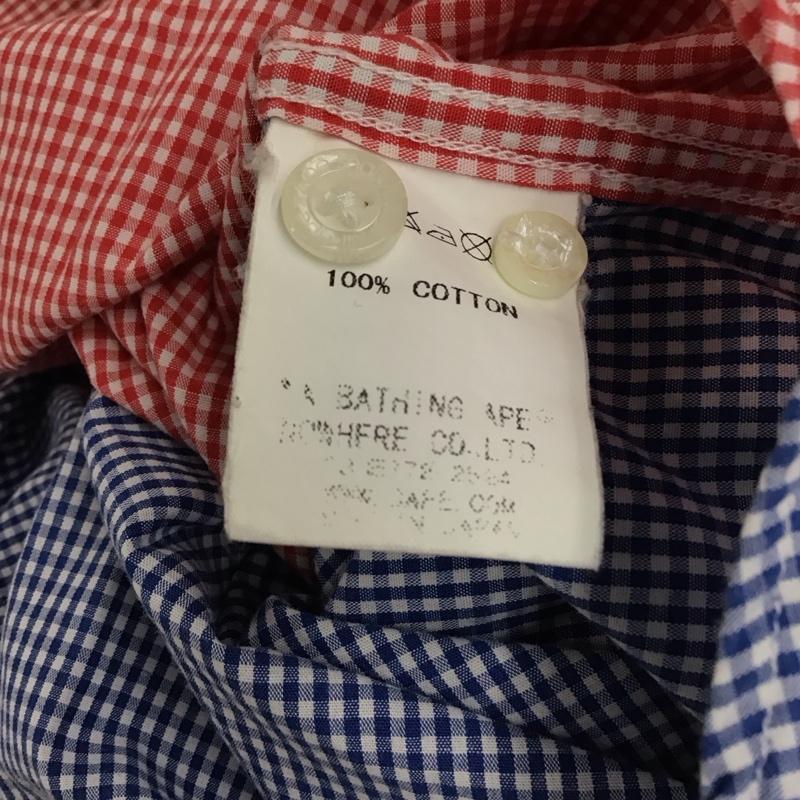 アベイシングエイプ A BATHING APE シャツ、ブラウス 半袖 ボタンダウンシャツ L チェック マルチカラー / マルチカラー / メンズ USED 古着 中古 10117207