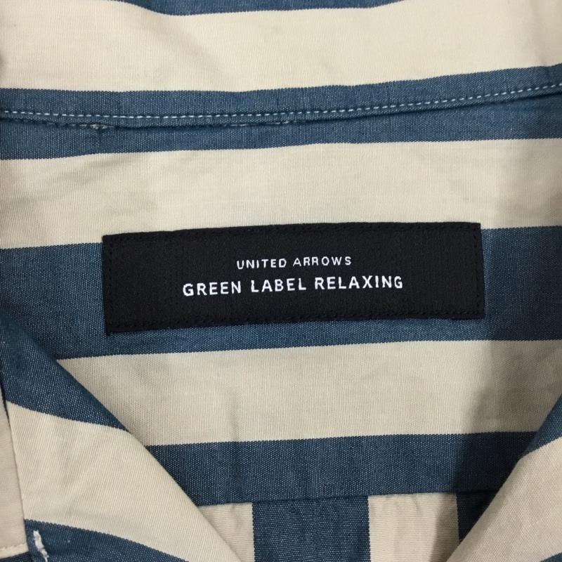 グリーンレーベルリラクシング green label relaxing シャツ、ブラウス 半袖 半袖シャツ カラーシャツ 半袖カットソー ストライプシャツ S ストライプ 青 / ブルー / X ベージュ / ベージュ /  メンズ USED 古着 中古 10108525