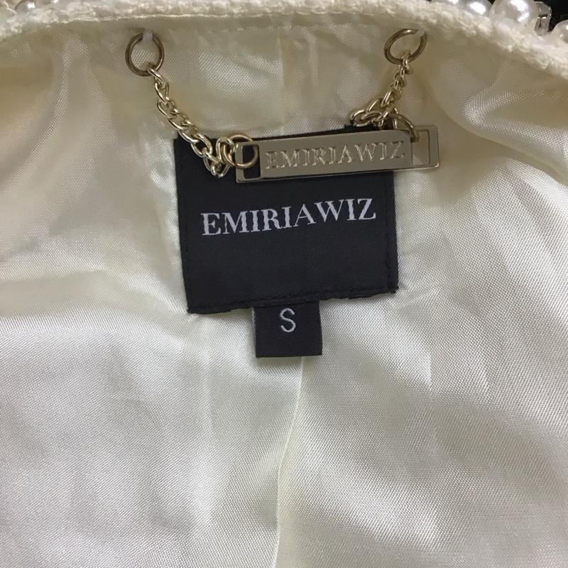 エミリアウィズ Emiria wiz ジャケット、上着 ジャケット、ブレザー ノーカラー ビシュー S アイボリー / アイボリー / レディース USED 古着 中古 10109597