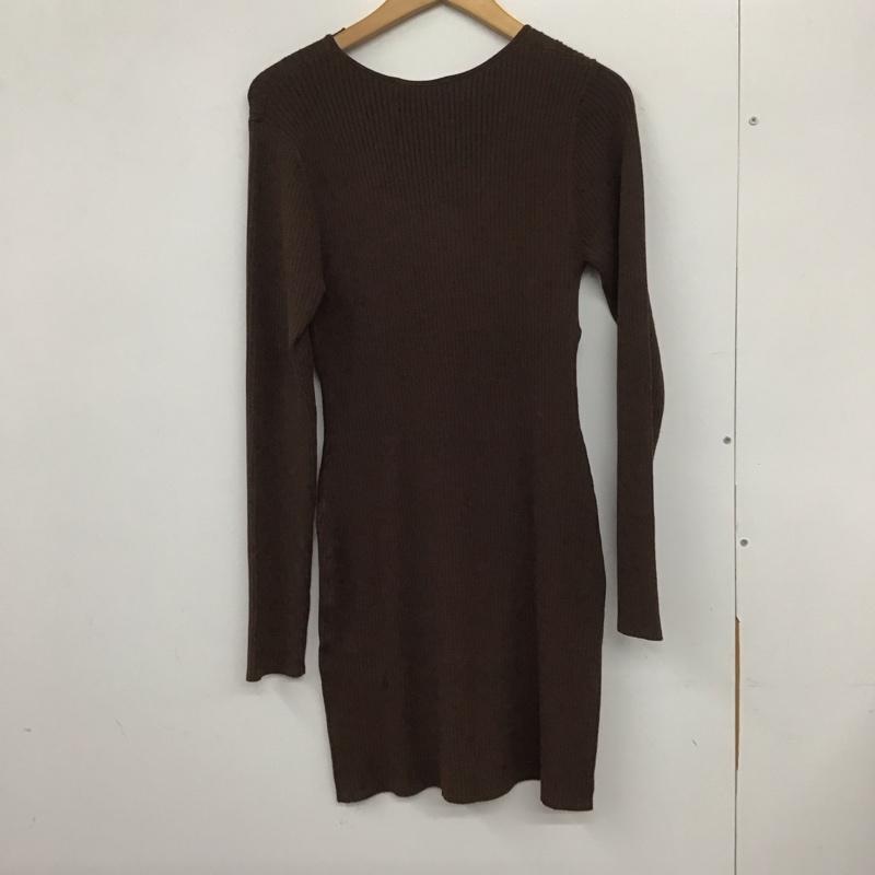 スライ SLY ワンピース ミニスカート 030DSH73-5510 CROSS NECK MINI OP 2 無地 茶 / ブラウン /  レディース USED 古着 中古 10132857