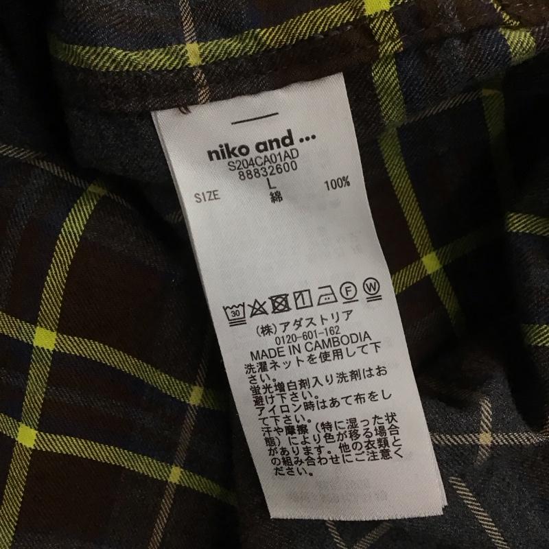 ニコアンド niko and... シャツ、ブラウス 長袖 S204CA01AD REGULAR SHIRT スキッパーシャツ L チェック 灰 / グレー / X 茶 / ブラウン / X 白 / ホワイト / X 紺 / ネイビー / X 黄 / イエロー / レディース USED 古着 中古 10108144