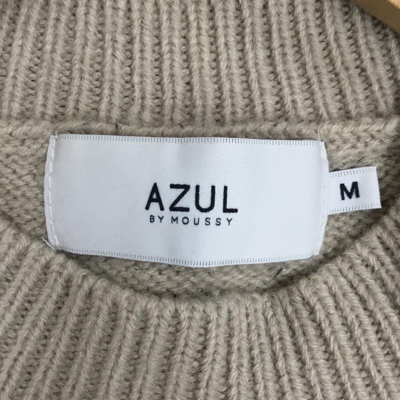 アズールバイマウジー AZUL BY MOUSSY ニット、セーター 長袖 250DSA70-190B ARM CABLE KNIT TOPS M 無地 ベージュ / ベージュ /  レディース USED 古着 中古 10110753