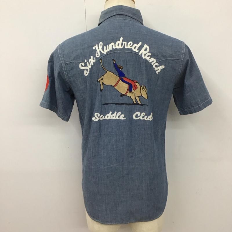 ザリアルマッコイズ THE REAL McCOY S シャツ、ブラウス 半袖 半袖シャツ カラーシャツ 半袖カットソー プリントシャツ ロゴ、文字 インディゴ / インディゴ /  メンズ USED 古着 中古 10113101