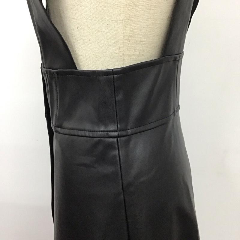 ザラ ZARA サロペット・オーバーオール サロペット、オーバーオール フェイクレザーサロペット ノースリーブカットソー オールインワン XS 無地 黒 / ブラック / レディース USED 古着 中古 10111164