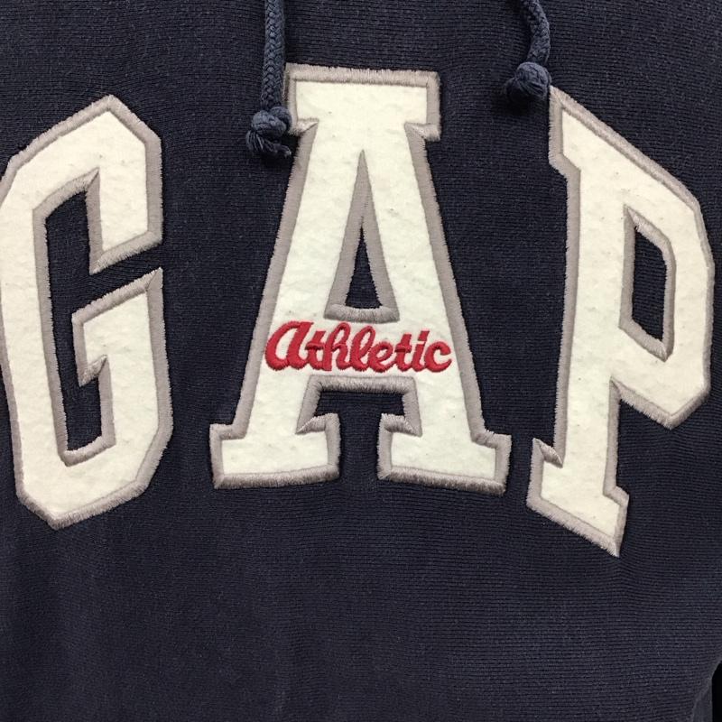ギャップ GAP パーカー 長袖 長袖パーカー フード付きパーカー プリントスウェット トレーナー アーチロゴ 90s XS ロゴ、文字 紺 / ネイビー /  メンズ USED 古着 中古 10120016