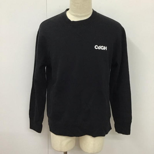 コムデギャルソンオム COMME des GARCONS HOMME トレーナー 長袖 長袖トレーナー スウェット クルーネック リブスウェットカットソー S ロゴ、文字 黒 / ブラック /  メンズ USED 古着 中古 10117630
