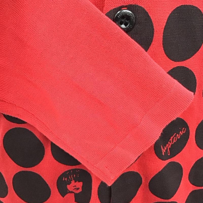 ヒステリックグラマー HYSTERIC GLAMOUR カーディガン 長袖 Vネック M ドット 赤 / レッド / X 黒 / ブラック / メンズ USED 古着 中古 10118317