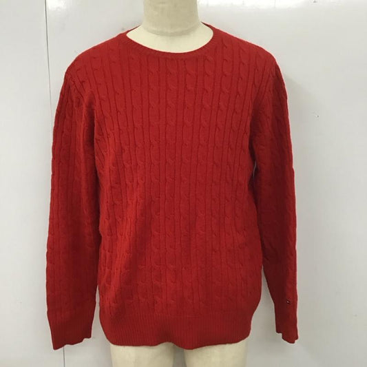トミーヒルフィガー TOMMY HILFIGER ニット、セーター 長袖 長袖ニットカットソー ニット セーター クルーネックニット L  赤 / レッド /  メンズ USED 古着 中古 10112834