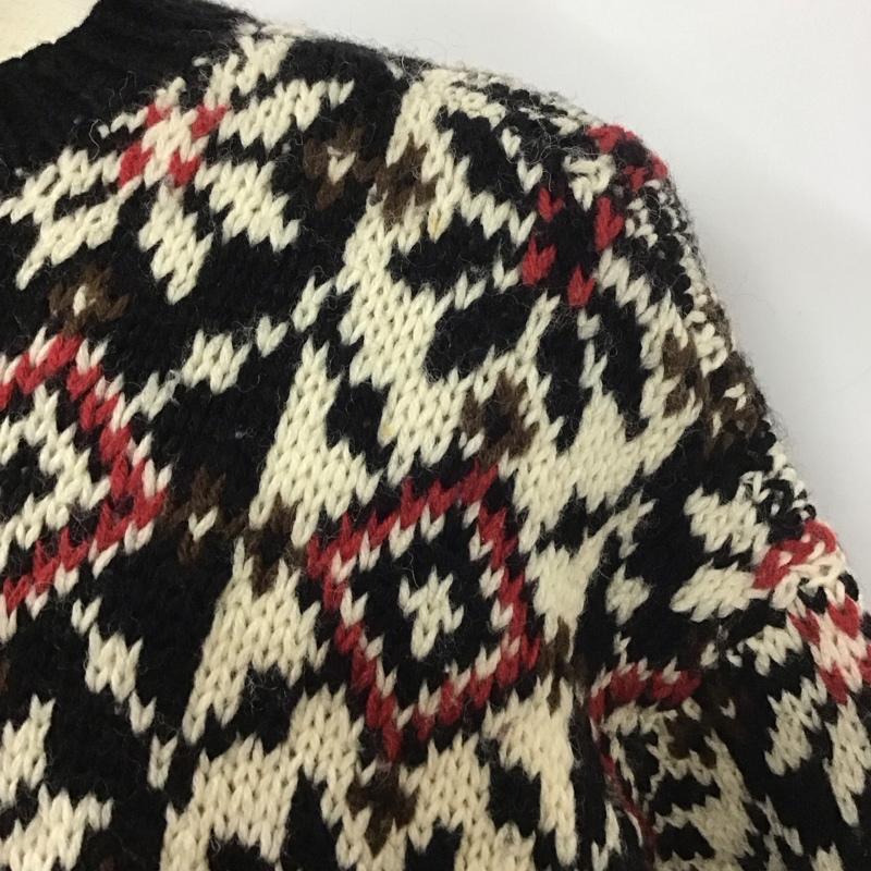 ジェイクルー J.CREW ニット、セーター 長袖 クルーネック ウール S 総柄 黒 / ブラック / X 白 / ホワイト / X 茶 / ブラウン / X 赤 / レッド / メンズ USED 古着 中古 10112656