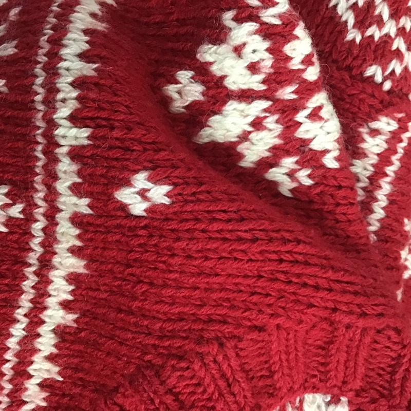 トミーヒルフィガー TOMMY HILFIGER ニット、セーター 長袖 90年代 雪 XS 総柄 赤 / レッド / X アイボリー / アイボリー / メンズ USED 古着 中古 10109934