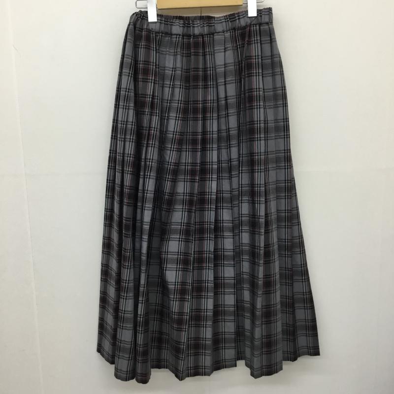 ローリーズファーム LOWRYS FARM スカート ロングスカート FREE チェック 灰 / グレー / X 黒 / ブラック / レディース USED 古着 中古 10138075