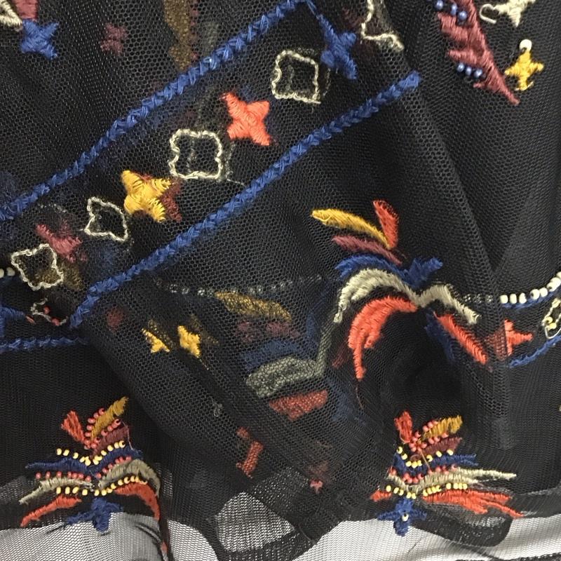 ザラベーシック ZARA BASIC カットソー 長袖 M 刺繍 黒 / ブラック / レディース USED 古着 中古 10124796