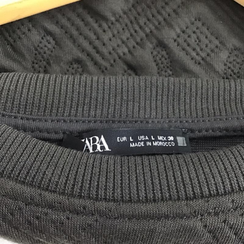 ザラ ZARA トレーナー 長袖 長袖トレーナー スウェット クルーネック プルオーバー L 総柄 黒 / ブラック / レディース USED 古着 中古 10138838