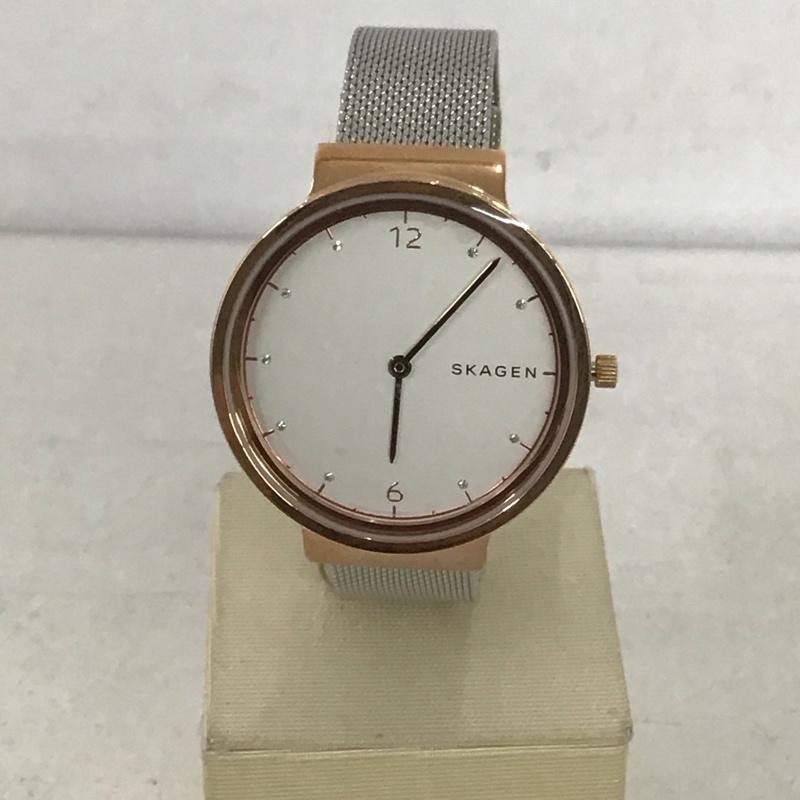 スカーゲン SKAGEN 腕時計 アナログ(クォーツ式) SKW2616 箱有 ロゴ、文字 銀 / シルバー / X 金 / ゴールド / レディース USED 古着 中古 10134073