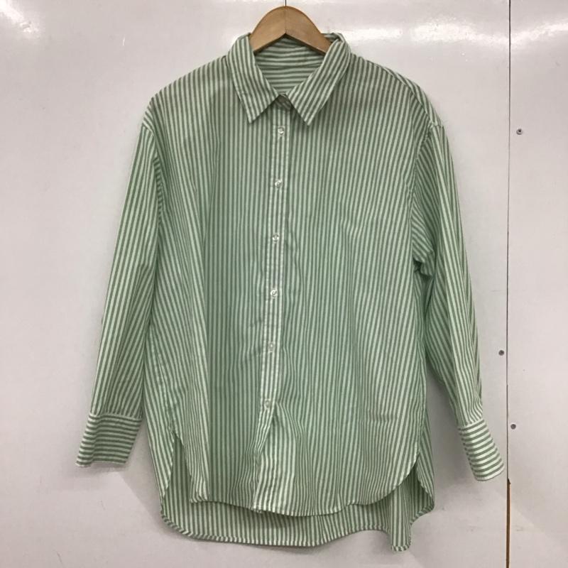サマンサモスモスブルー Samansa Mos2 blue シャツ、ブラウス 長袖 1711594 FREE ストライプ 白 / ホワイト / X 緑 / グリーン / レディース USED 古着 中古 10138886