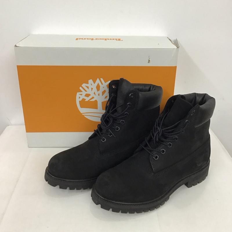 ティンバーランド Timberland ブーツ ショートブーツ 10073 アイコン 6インチ プレミアム レザーブーツ 7W 箱有 ワンポイント 黒 / ブラック / メンズ USED 古着 中古 10123170